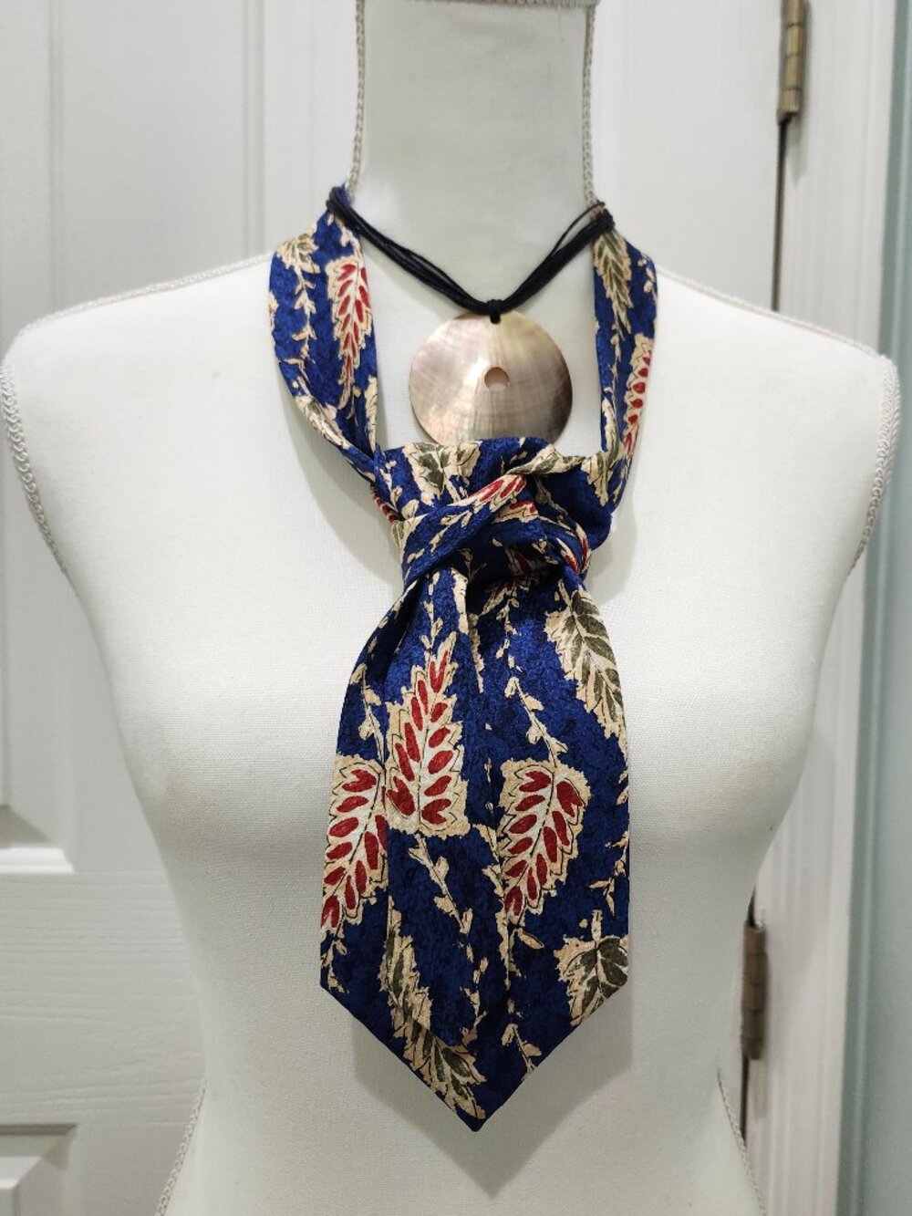 Neckwear and Round Mother of Pearl Shell Cord String Necklace, Reimagined for To